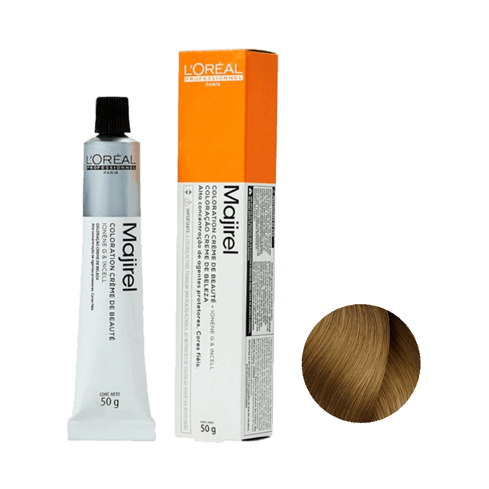 Coloração L'Oréal Professionnel Majirel 8.3 Louro Claro Dourado 50g - tubo e caixa ao lado