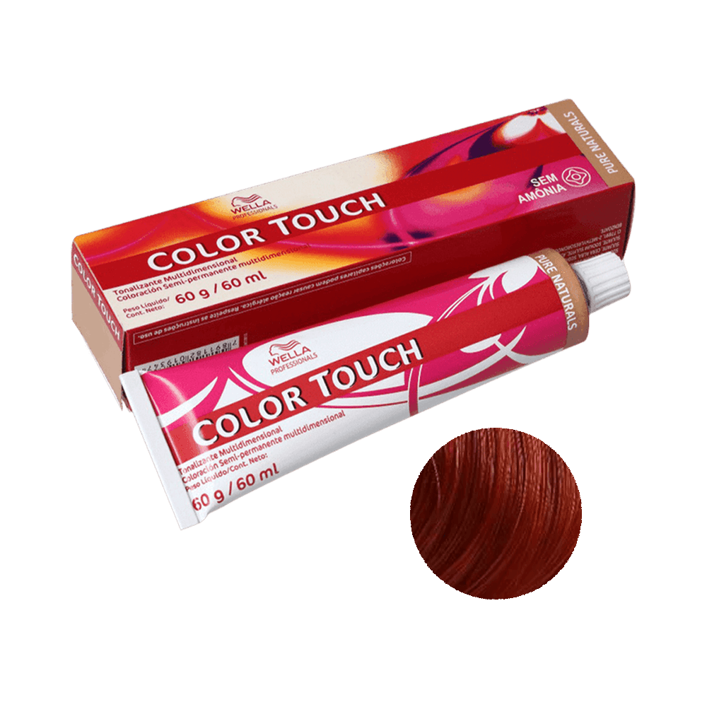 Tonalizante Wella Color Touch 7.43 - tubo e embalagem, sem amônia, 60g