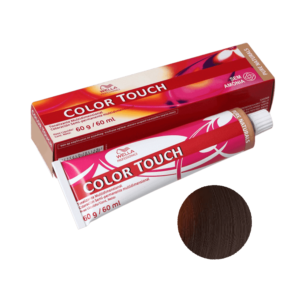 Tonalizante Wella Color Touch Rich Naturals 5.37 Castanho Claro Dourado 60g - embalagem e tubo