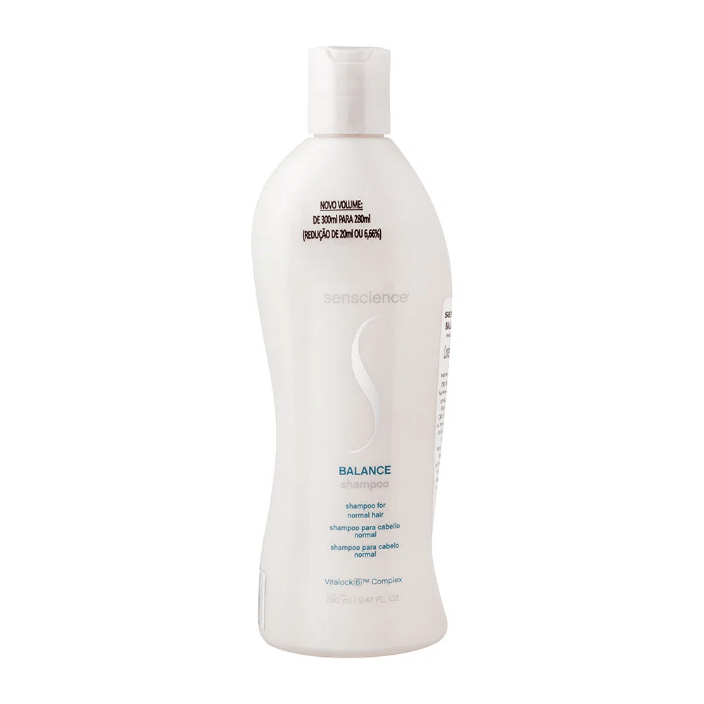 Frasco frontal do Shampoo Senscience Balance 280ml