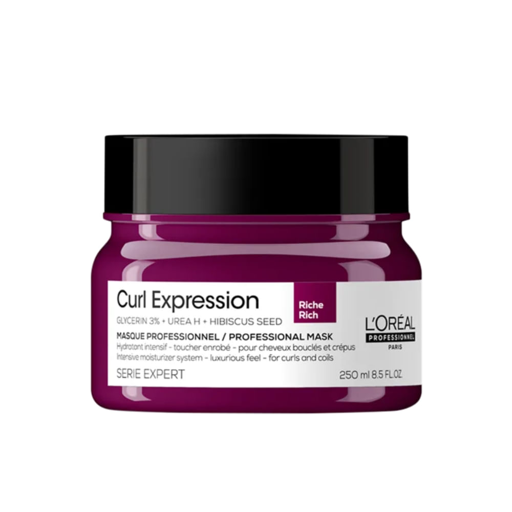 Máscara Capilar L'Oréal Professionnel Serie Expert Curl Rich 250g, pote roxo com tampa preta