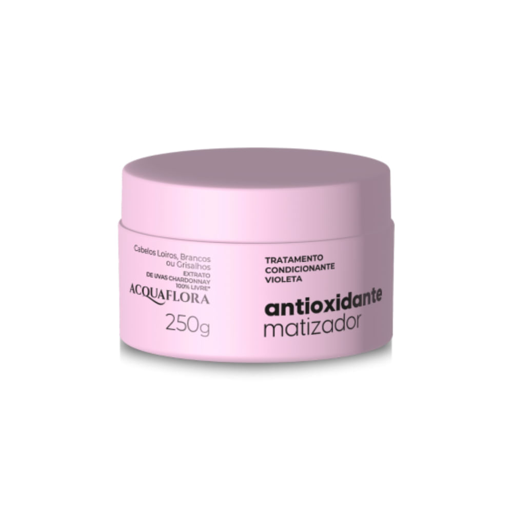 Máscara Capilar Matizadora Acquaflora Violeta 250g pote rosa claro