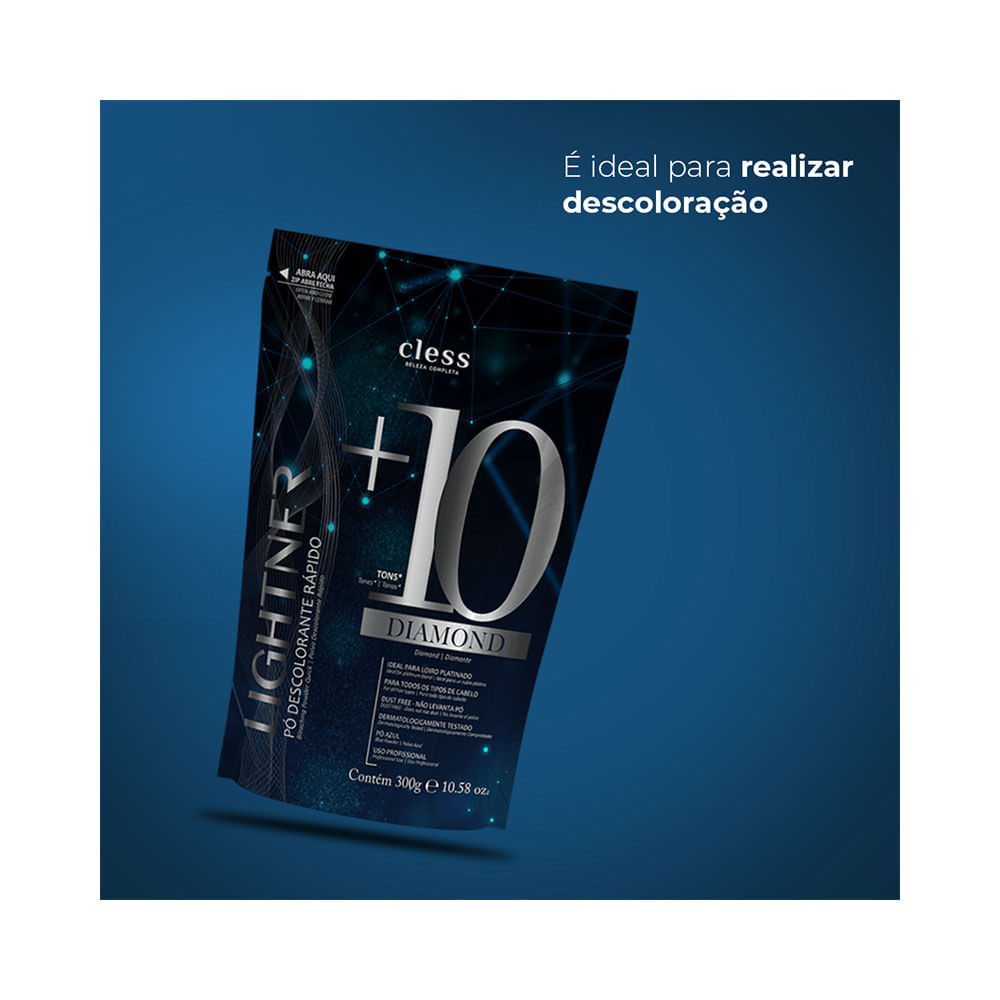 Descolorante Cless Lightner Diamond 300g promoção embalagem azul escuro