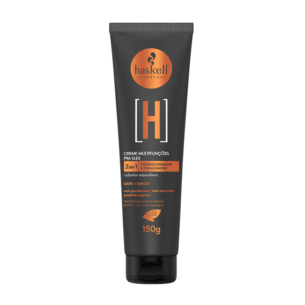 Creme Multifunções Pra Ele Haskell 150g tubo preto com detalhes laranja
