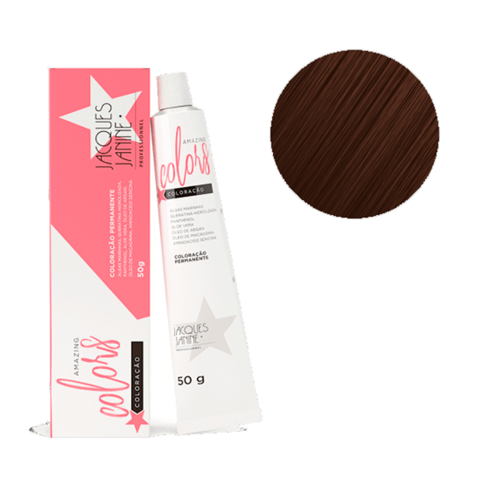 Coloração Jacques Janine Amazing Colors 5.0 Castanho Claro - embalagem rosa e tubo branco
