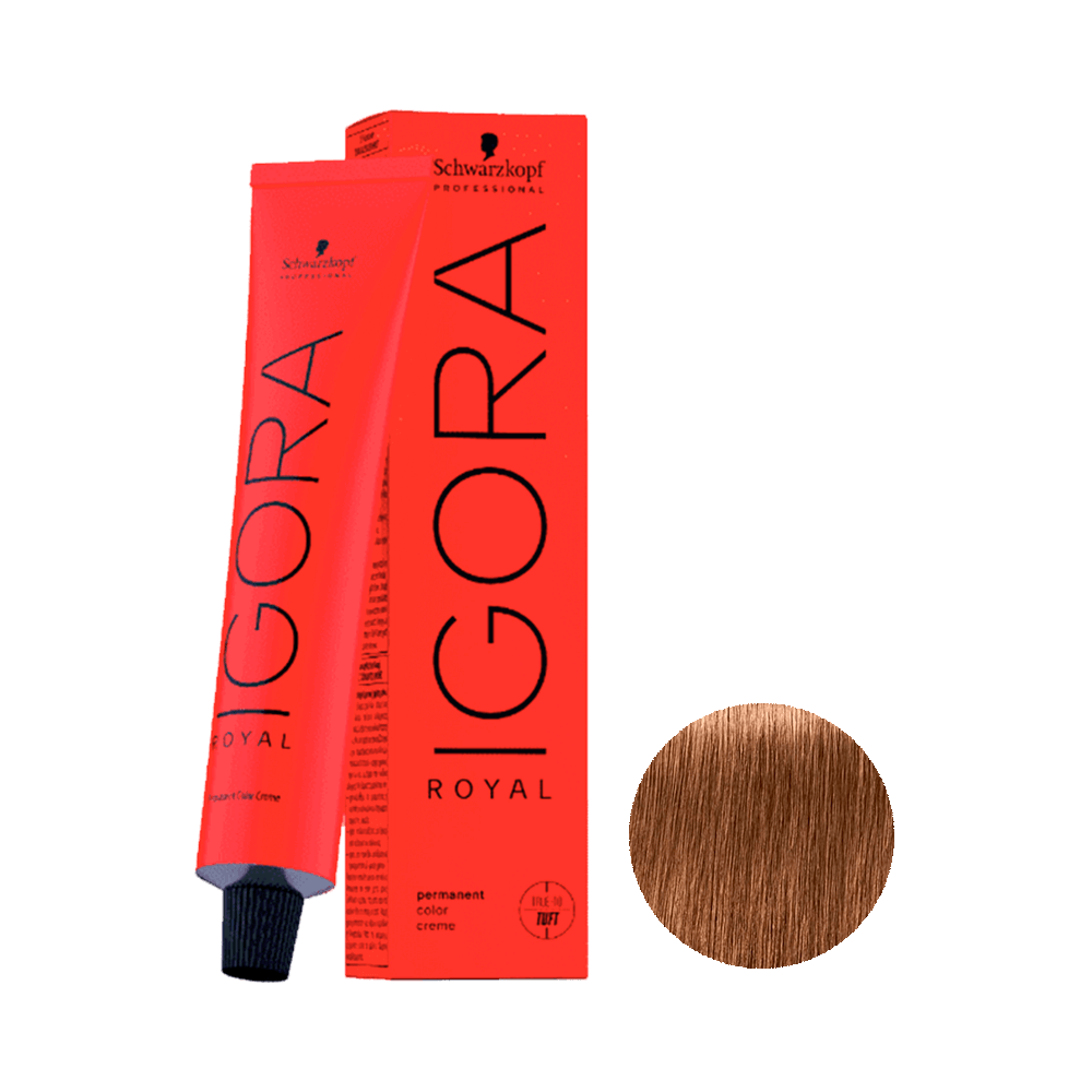 Coloração Igora Royal 7.65 Louro Médio Marrom Dourado 60g - tubo e caixa vermelhos