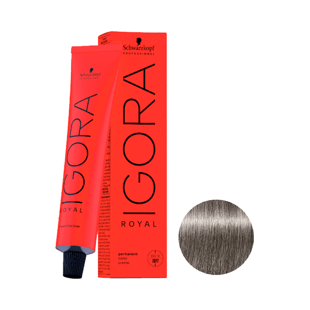Tubo e caixa da coloração Igora Royal 8.11 Louro Claro Cinza Extra 60g