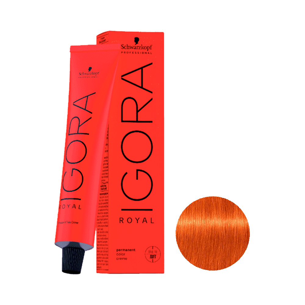 Coloração Igora Royal 8.77 Louro Claro Cobre Extra 60g - tubo e caixa vermelhos
