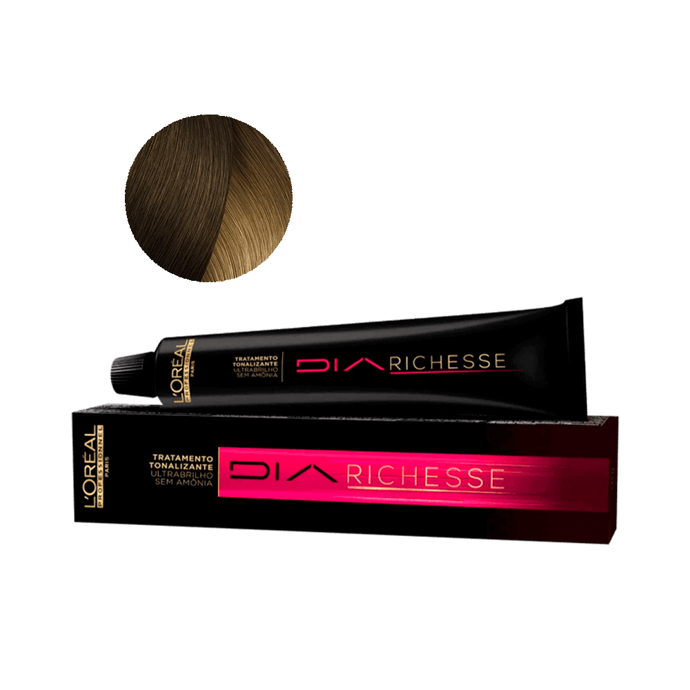 Tonalizante L'Oréal Professionnel DiaRichesse 3 Castanho Escuro 50g - tubo e caixa preta com detalhes rosa