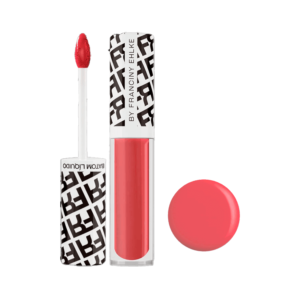 Batom Líquido Matte Fran by Franciny Ehlke Delicate - embalagem e amostra da cor