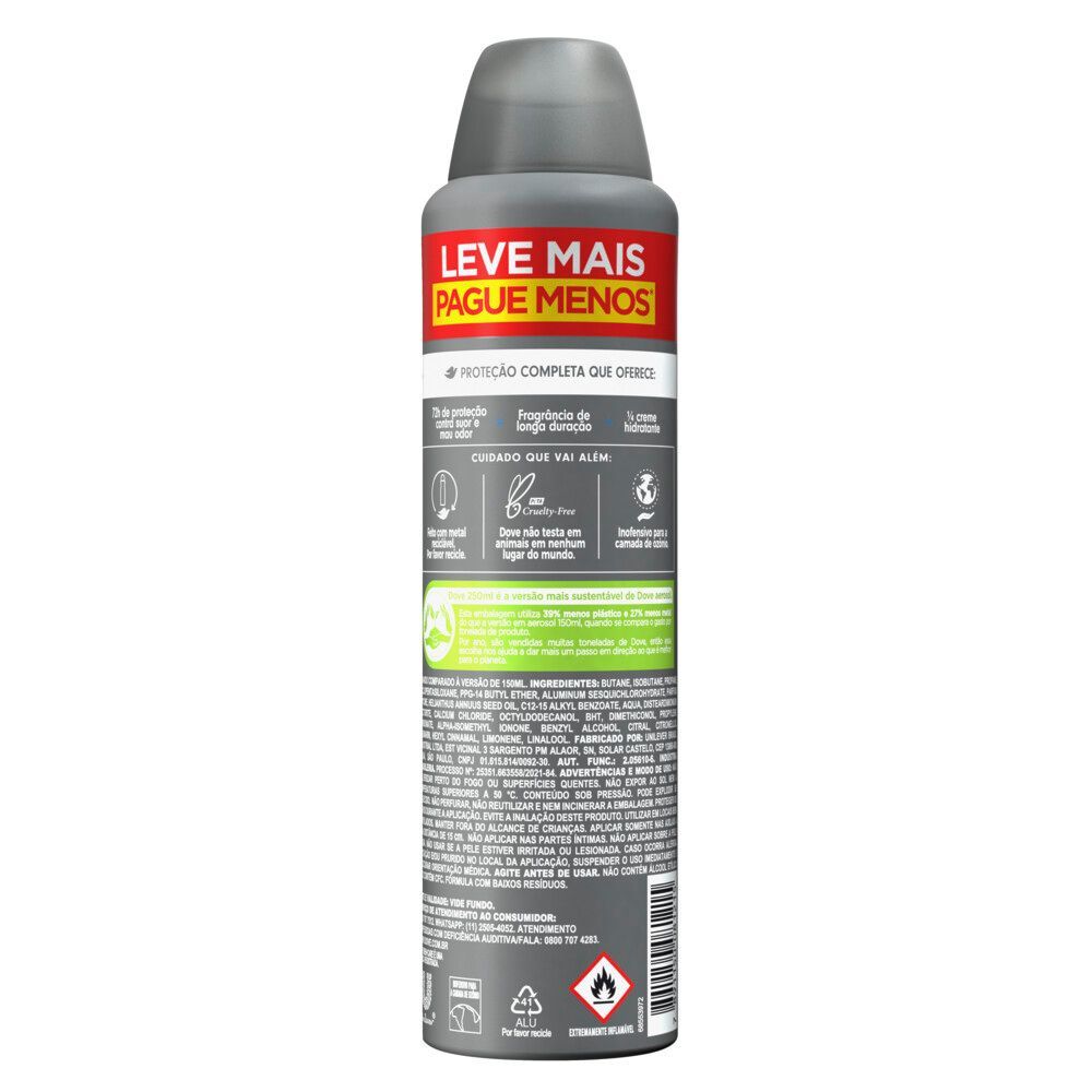 Aplicação do antitranspirante aerosol Dove Men+Care