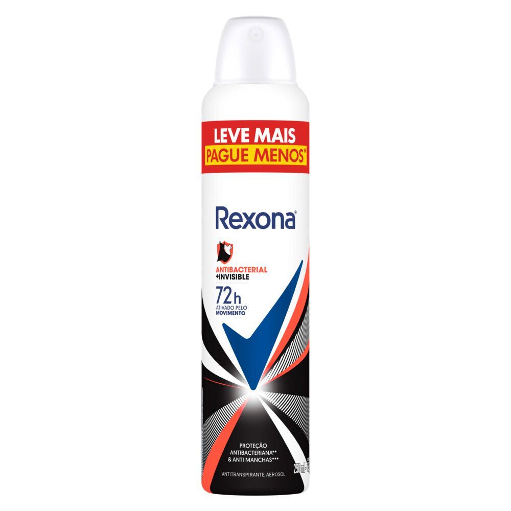 Desodorante aerosol Rexona Antibacterial + Invisible 250ml