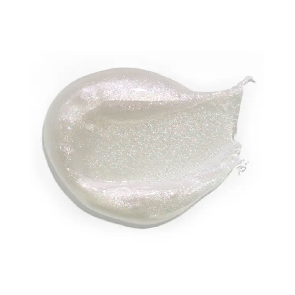 Detalhe da textura cremosa do Gloss Niina Secrets com partículas holográficas