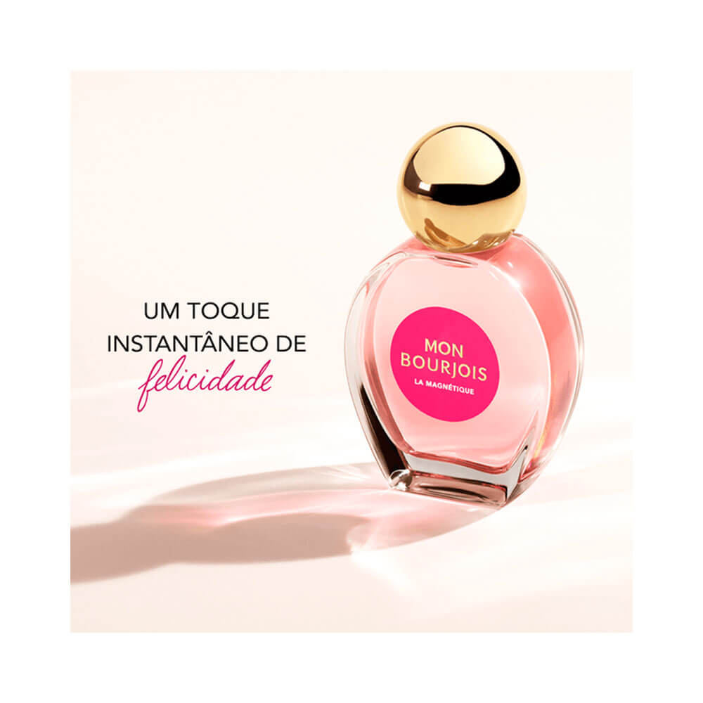Perfume Mon Bourjois La Magnetique 50ml com texto promocional ao lado