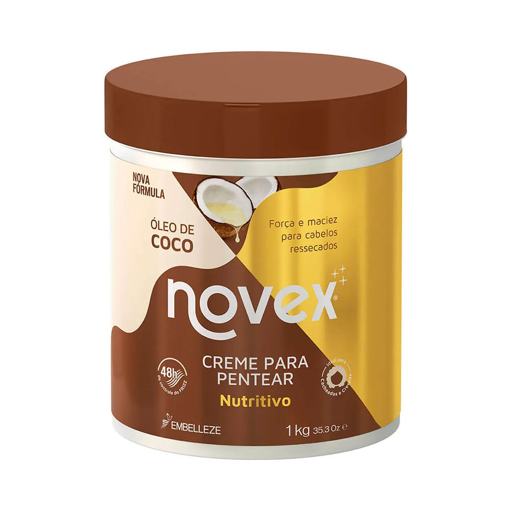 Pote de 1000g do Creme de Pentear Novex Óleo de Coco visto de frente
