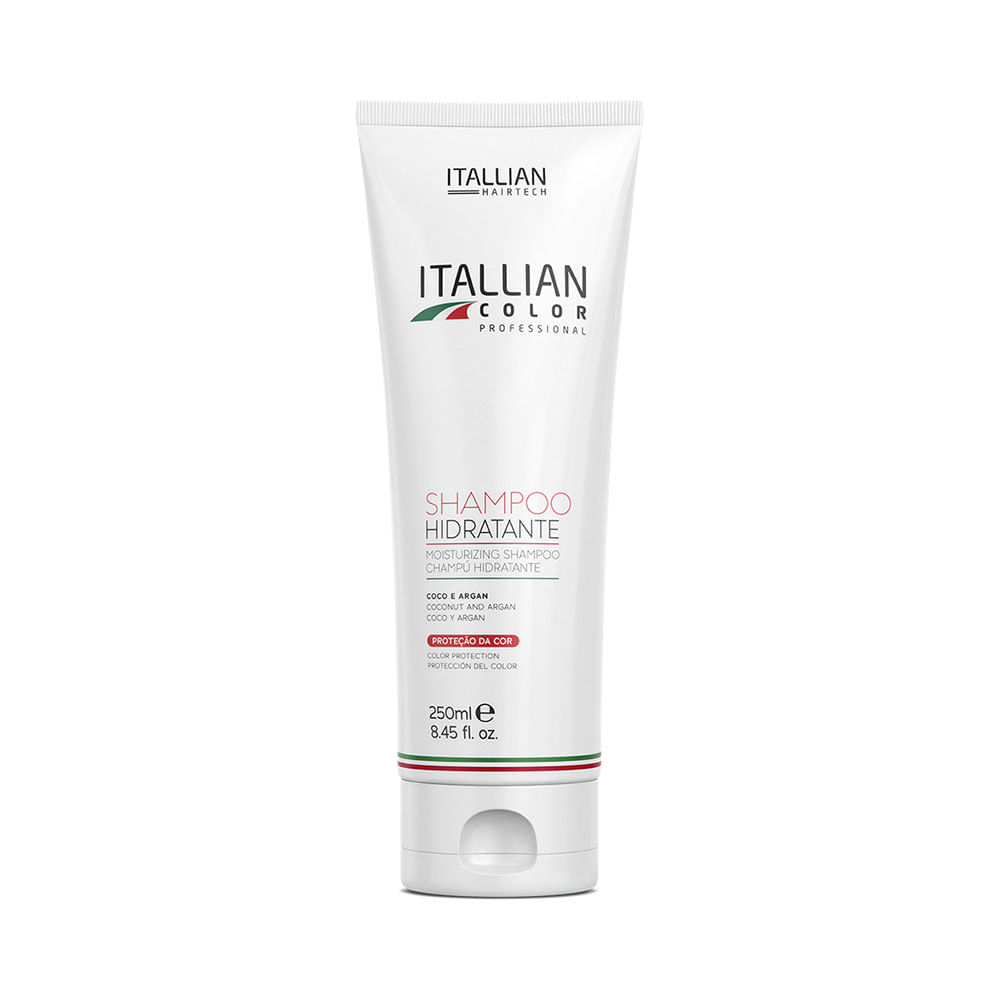 Shampoo Itallian Hairtech Color Hidratante 250ml - embalagem bisnaga branca
