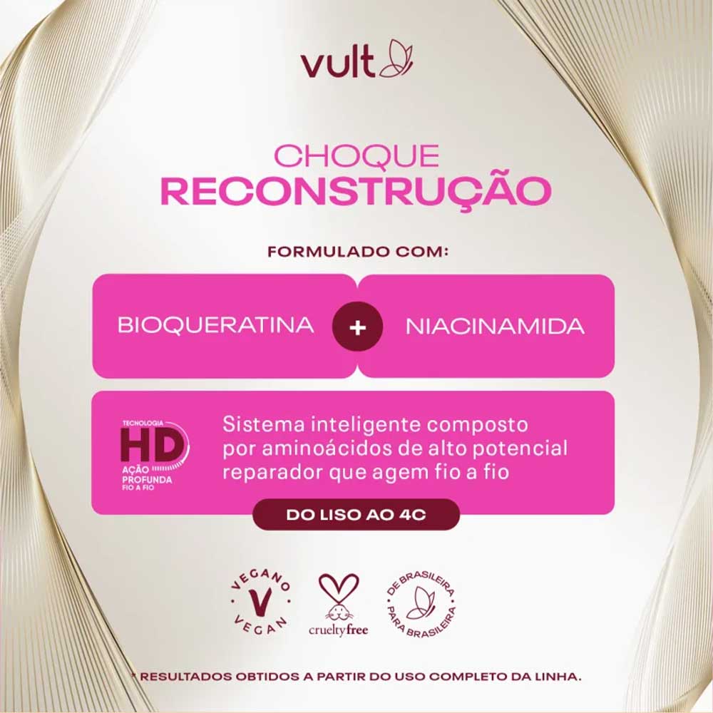 Detalhe da formulação com bioqueratina e niacinamida destacando tecnologia HD