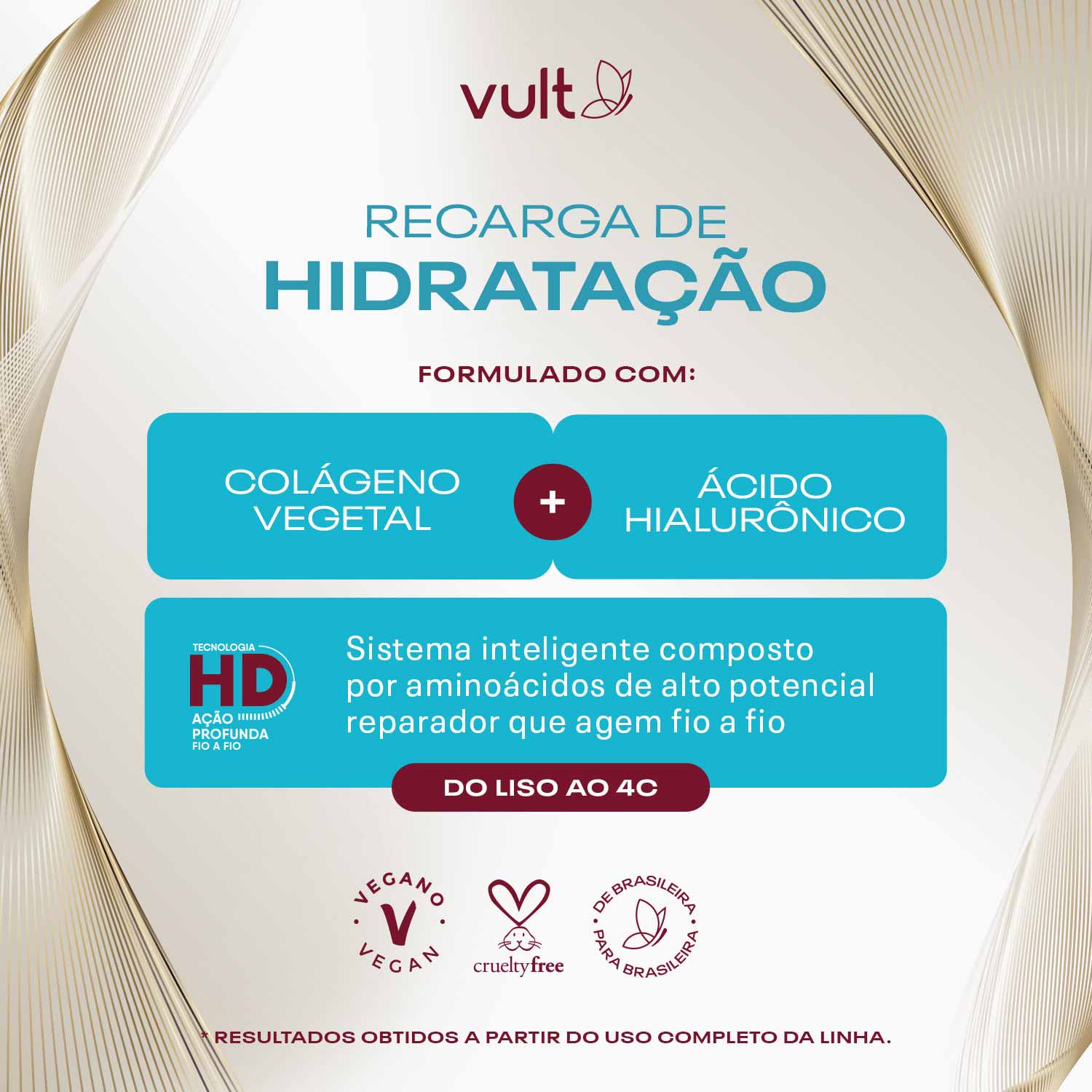 Informações da formulação com colágeno vegetal e ácido hialurônico