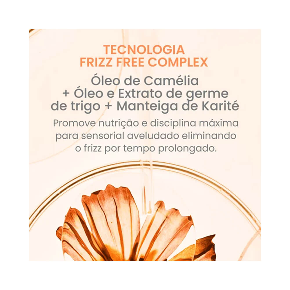 Detalhe da tecnologia Frizz Free Complex e ingredientes ativos