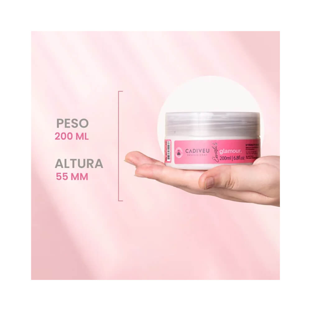 Máscara Cadiveu Essentials Glamour 200ml - imagem com dimensões