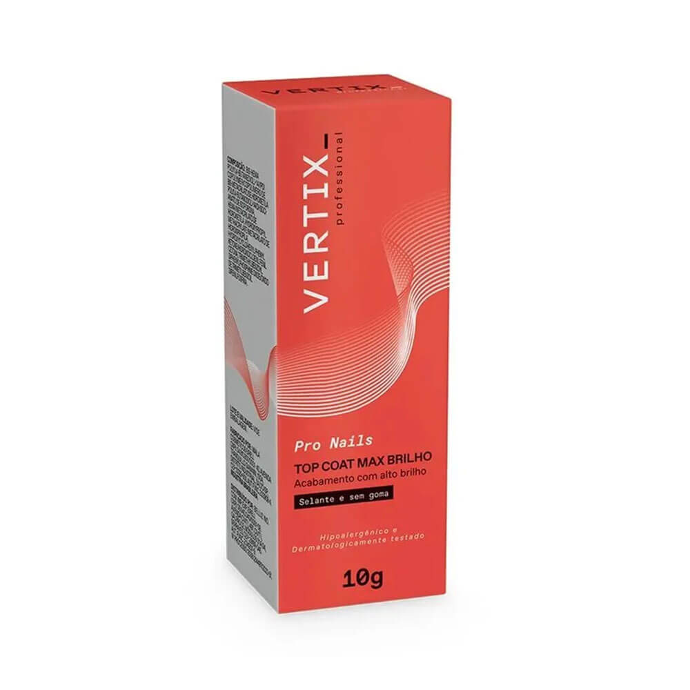 Embalagem externa do Top Coat Vertix Max Brilho 10g