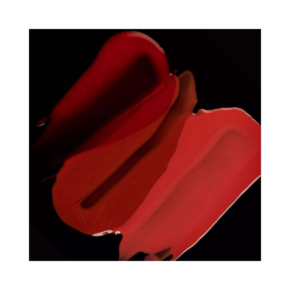 Amostras de cores do Kit Glosslicious: vermelho, rosa e nude