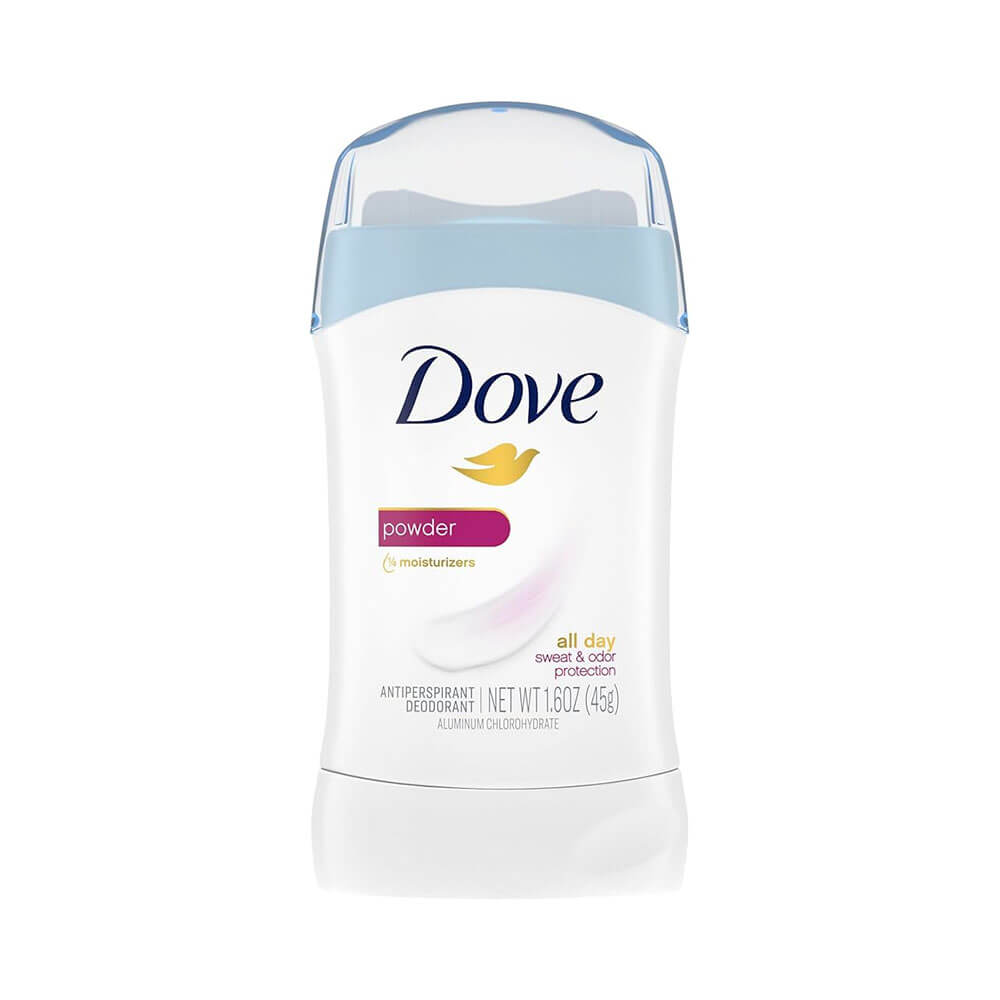 Detalhe da embalagem do desodorante Dove Powder 45g