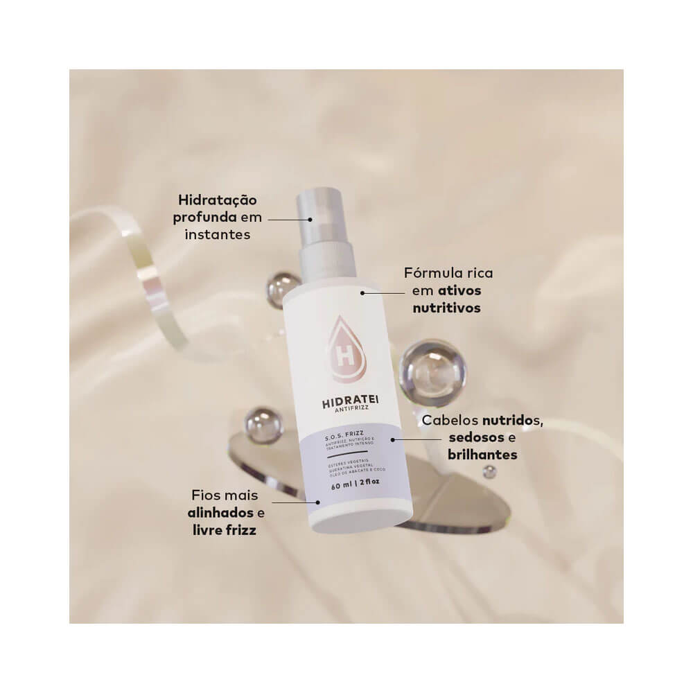 Máscara Hidratei SOS Frizz 60ml com descrição dos ativos