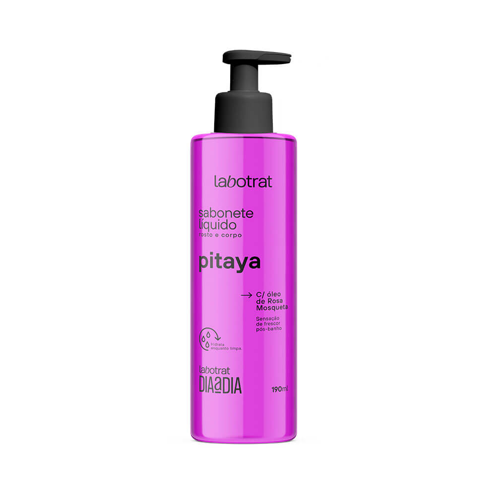 Frontal do sabonete líquido Labotrat Pitaya 190ml - frasco translúcido rosa com pump