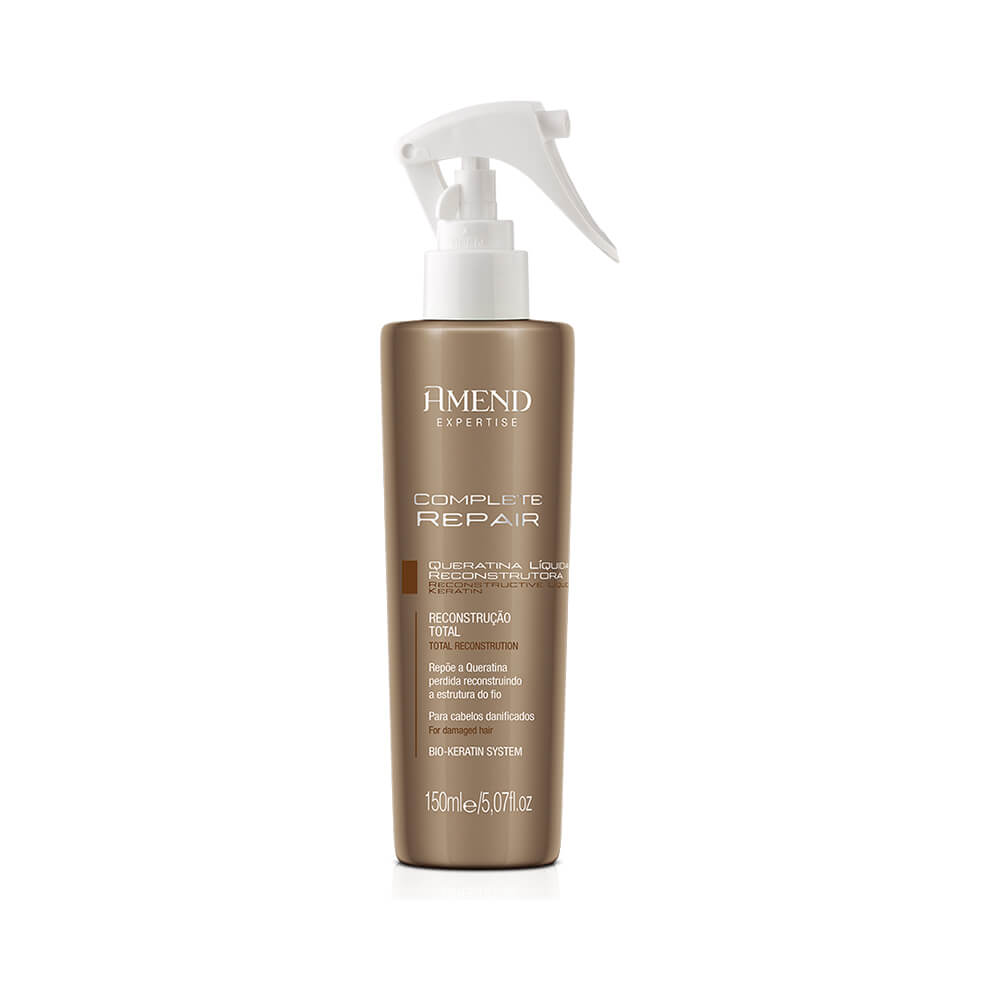 Queratina Líquida Reconstrutora Amend Complete Repair 150ml frasco bronze com pump branco