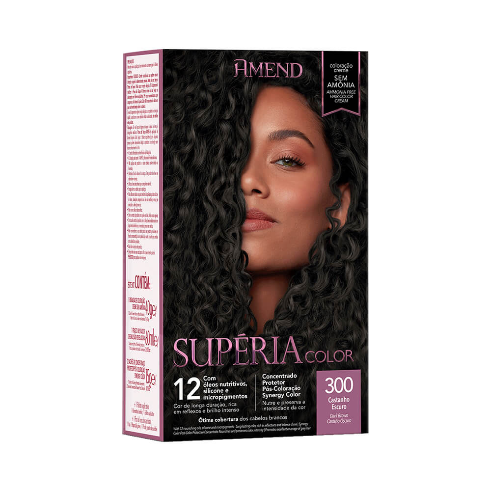 Tonalizante Amend Supéria Color 300 Castanho Escuro - embalagem frontal
