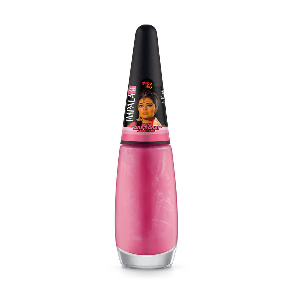 Esmalte Impala Globoplay Are Baba em tom rosa acetinado, frasco 7,5 ml