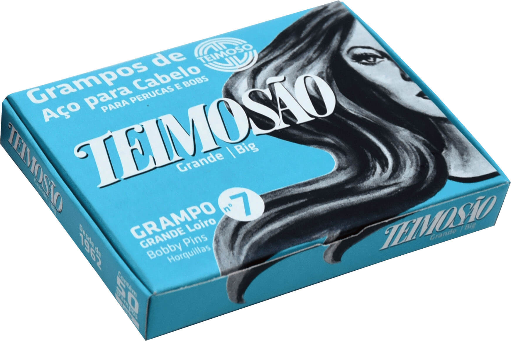 Embalagem Grampo Teimoso Nº7 Loiro 50 unidades - vista angular