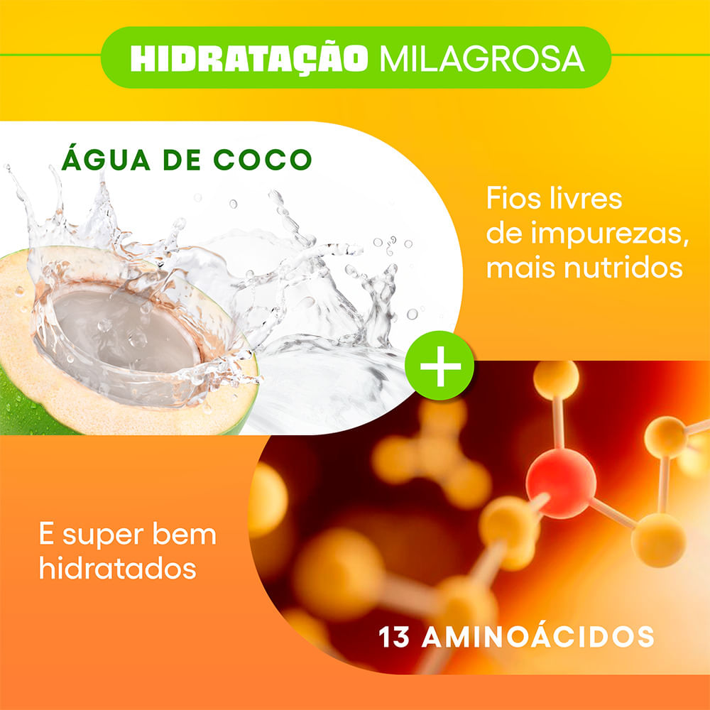 Ingredientes: água de coco e aminoácidos do Niely Gold Hidratação Milagrosa