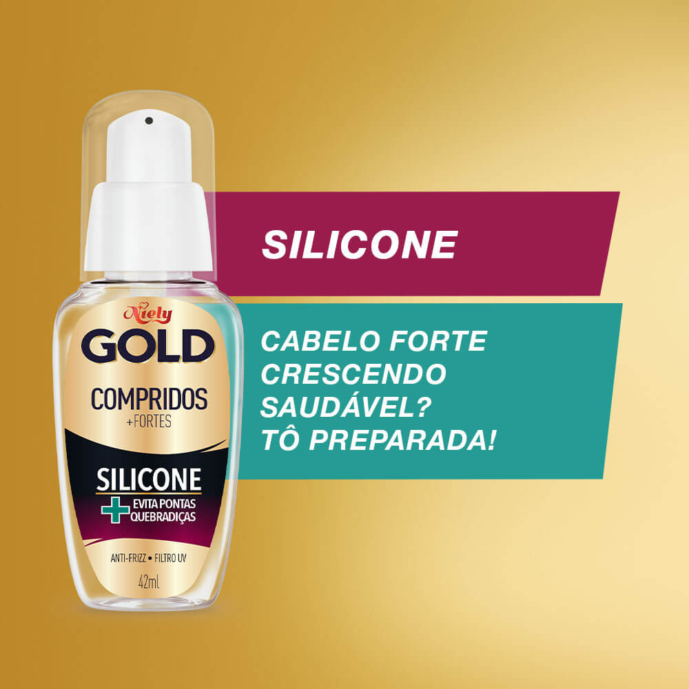 Imagem do reparador de pontas Niely Gold com destaque para propriedades e volume