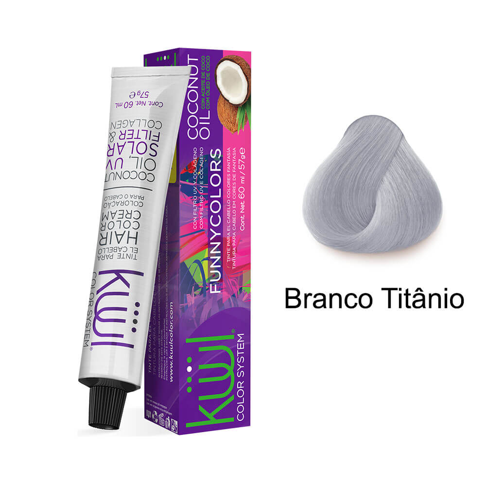 Tubo e amostra de cor Branco Titânio da coloração Kiwi Funny Colors