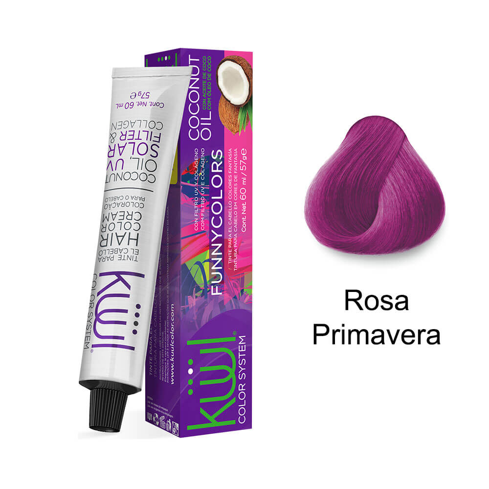 Tub e amostra de mecha tingida em Rosa Primavera demonstrando o resultado da coloração