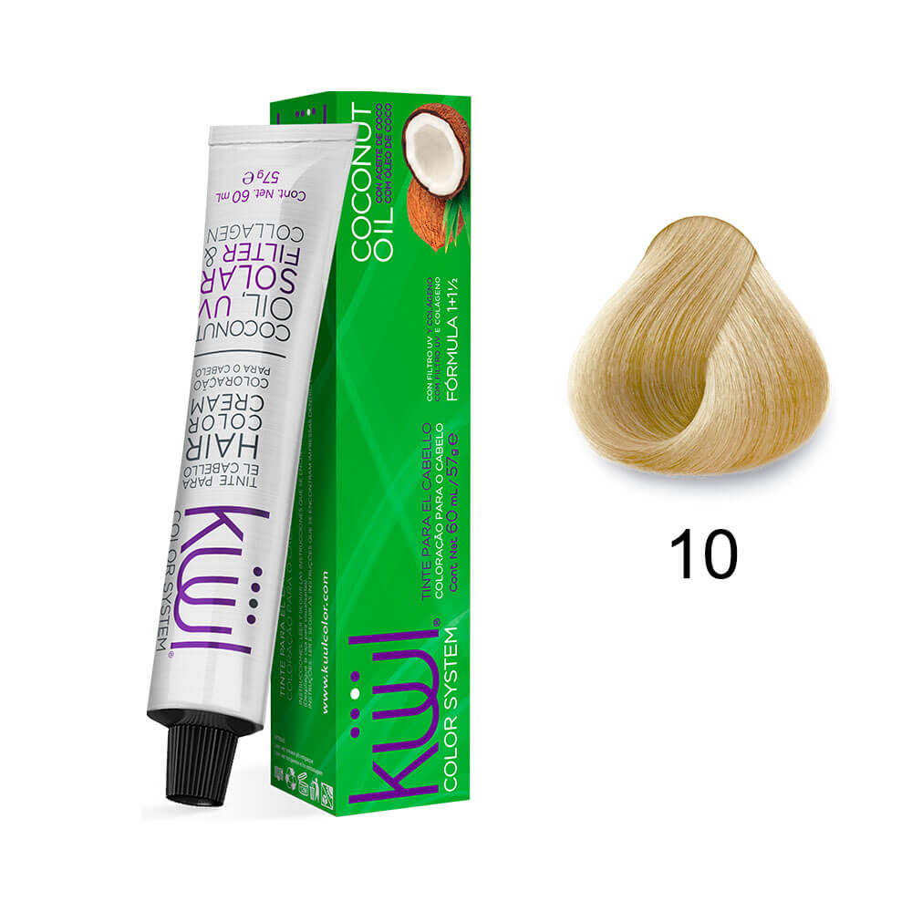 Kit coloração Kiwi Color System 10 Louro Extra Claro com amostra de mecha