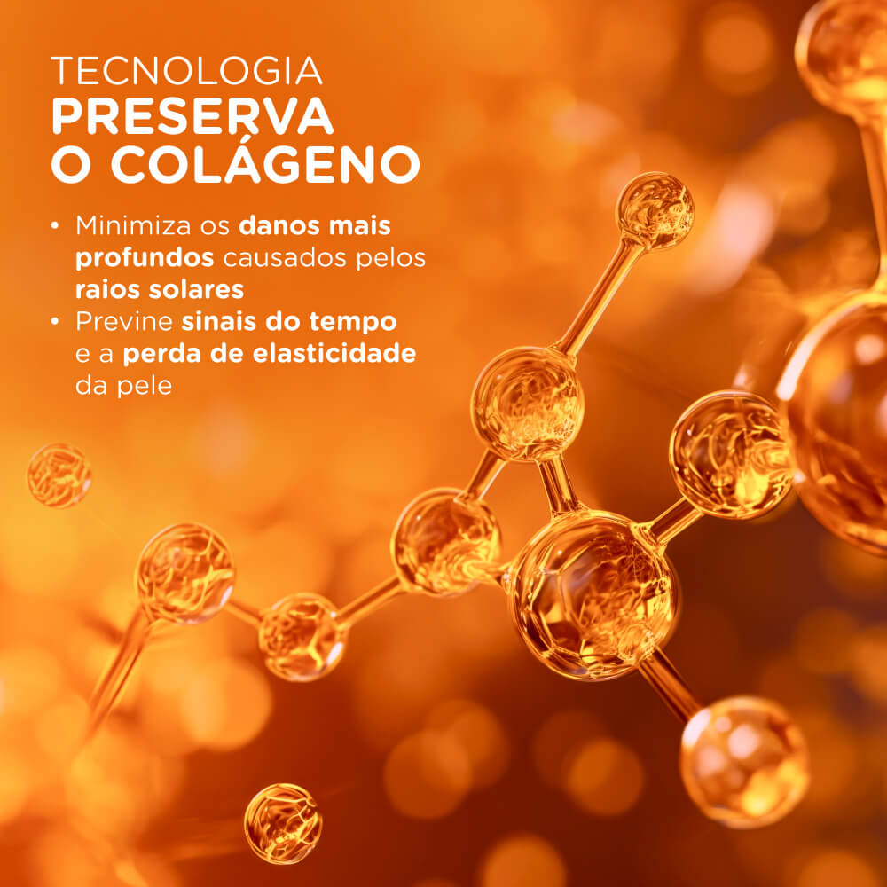 Imagem com moléculas destacando tecnologia que preserva o colágeno