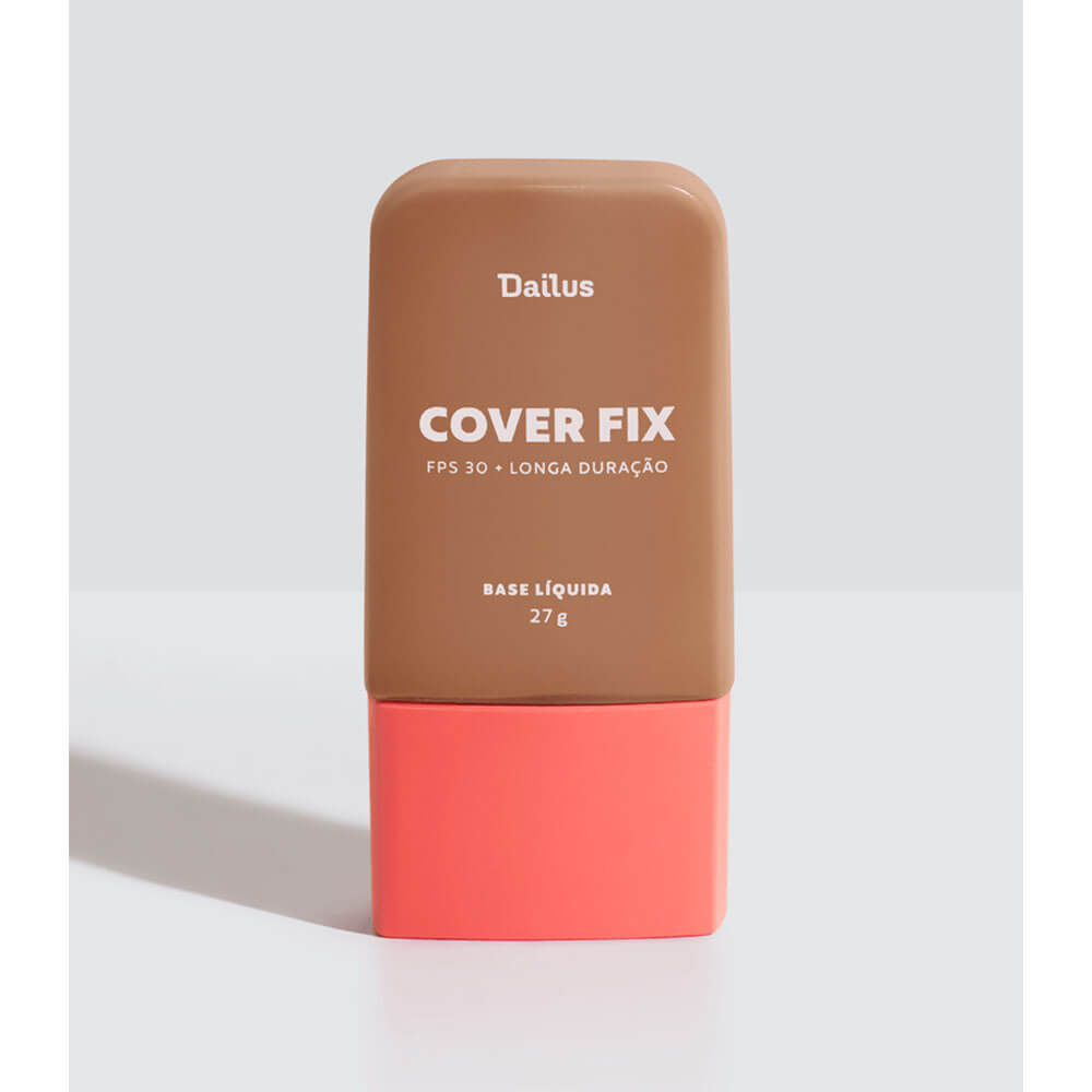 Embalagem frontal da Base Dailus Cover Fix D9 mostrando tampa coral e texto FPS 30