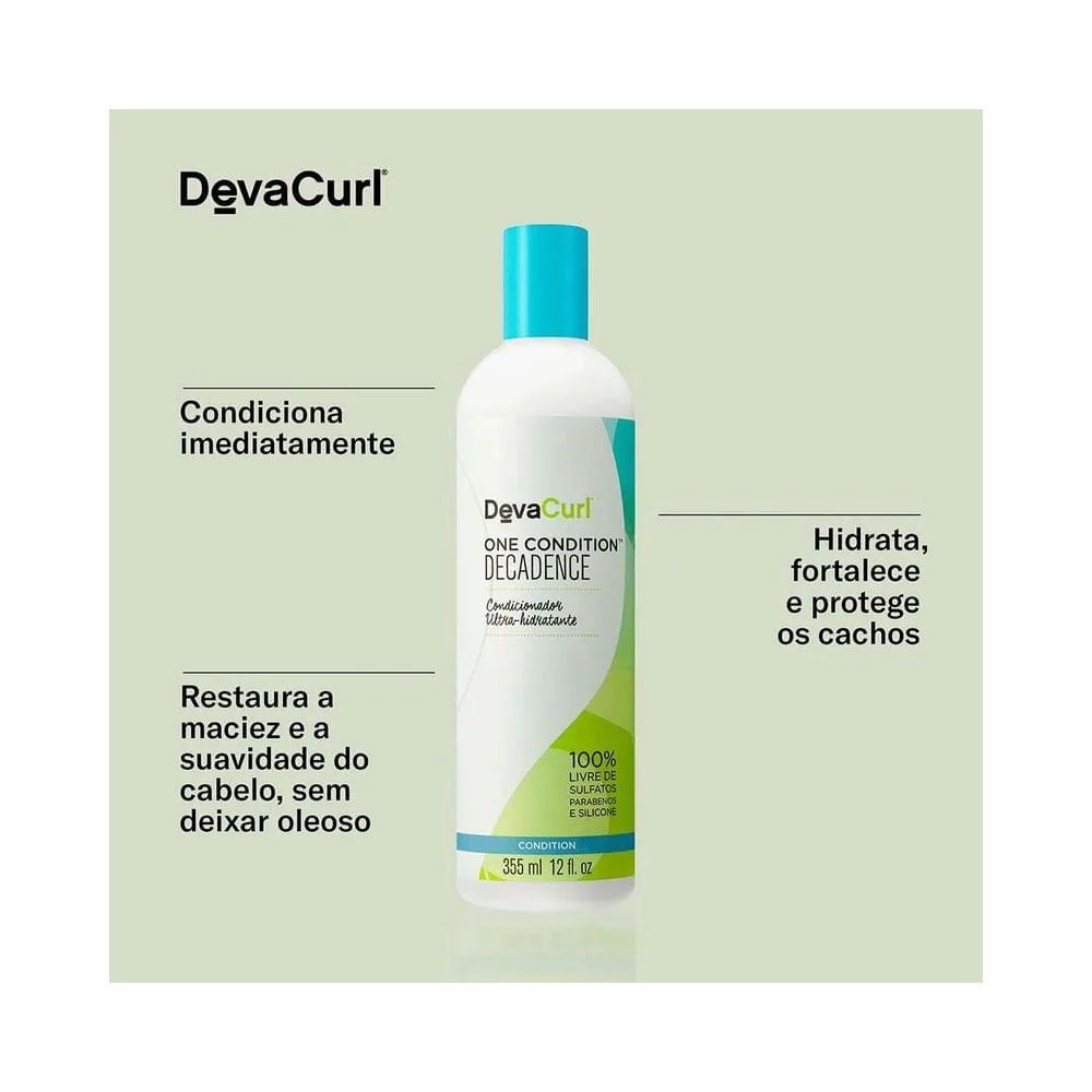 Condicionador DevaCurl One Condition Decadence com destaque aos benefícios