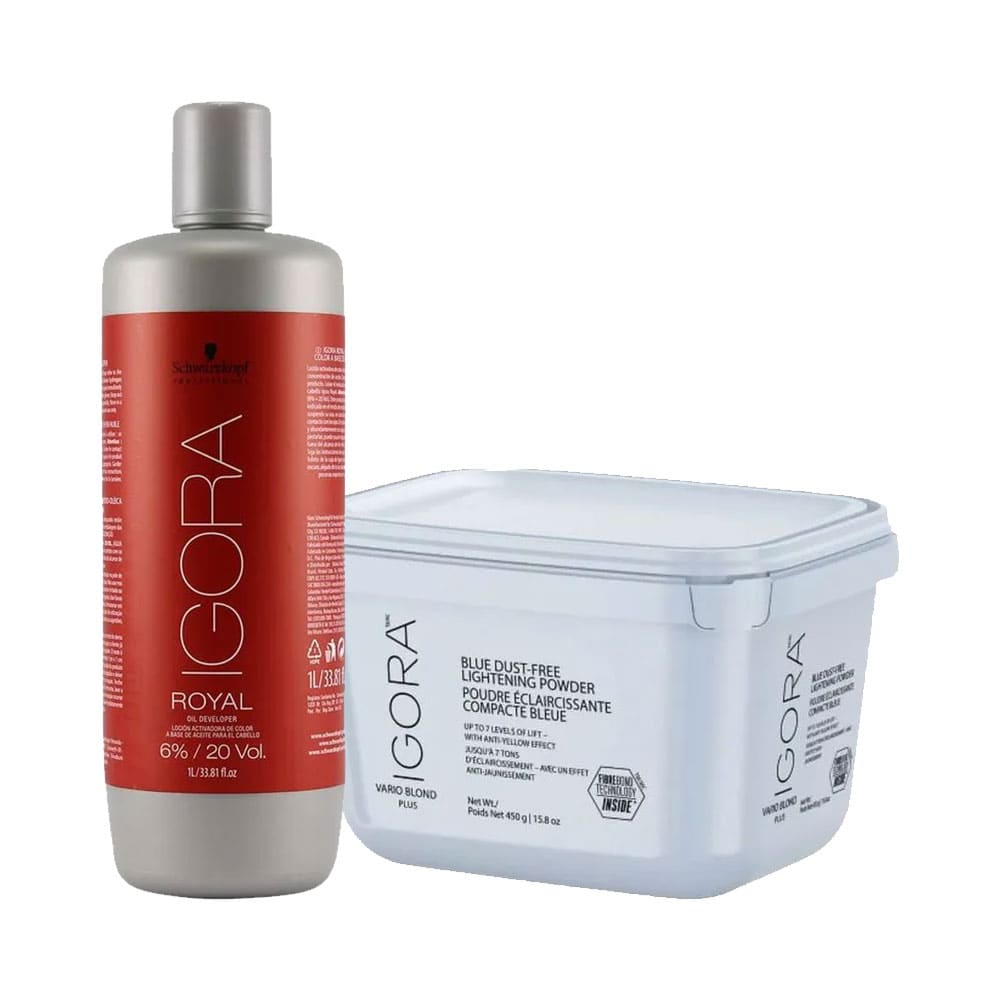 Kit Pó Descolorante Igora Vario Blond Plus 450g com Oxigenada 6% 1000ml