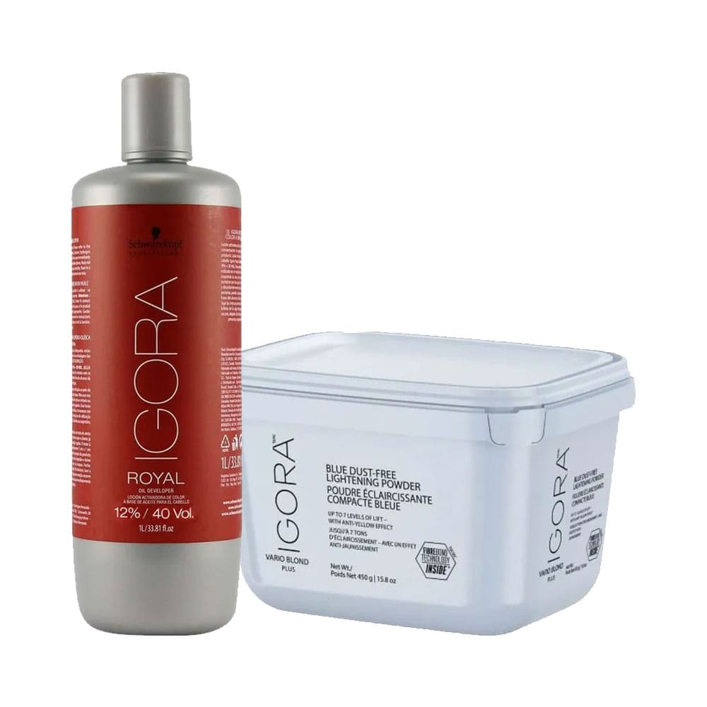 Kit Pó Descolorante Igora Vario Blond Plus 450g e Oxigenada 12% 1000ml
