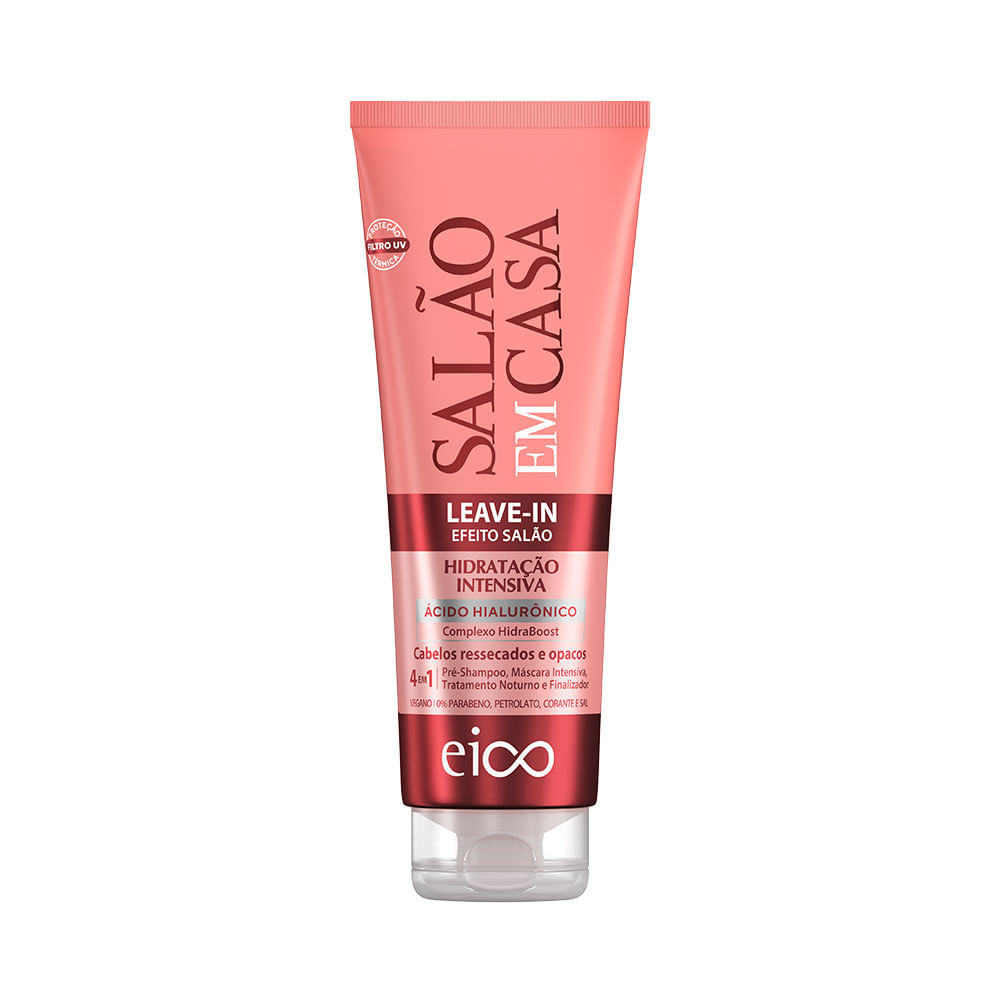 Leave-in Eico Salão em Casa Hidratação Intensiva 200ml - embalagem rosa frontal