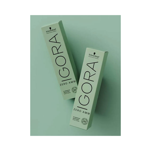 Caixas da coloração Igora Zero Amm 9.1 em fundo verde claro