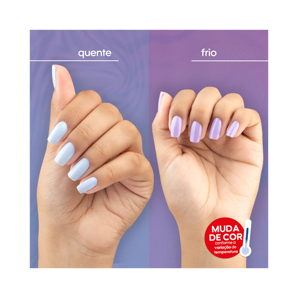 Comparativo das cores do esmalte Impala Duo Color em temperaturas quente e frio