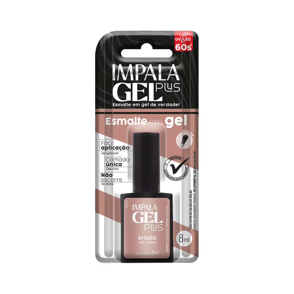 Embalagem Esmalte Impala Gel Plus Artista mostrando rótulo e informações