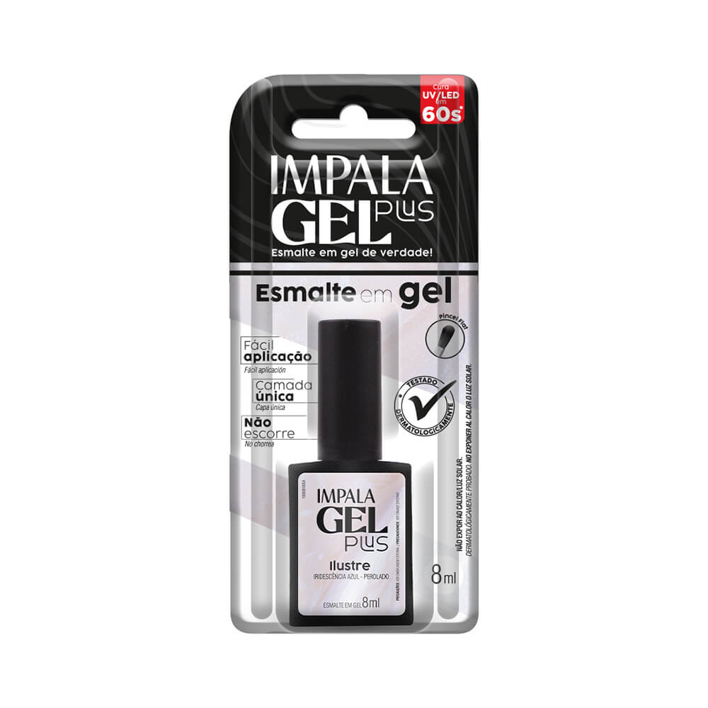 Esmalte Impala Gel Plus Ilustre em blister com destaque de benefícios