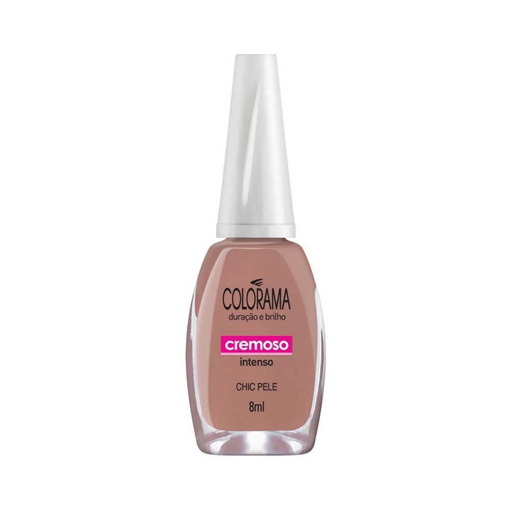 Frasco do esmalte Colorama Cremoso Chic Bege sobre fundo branco