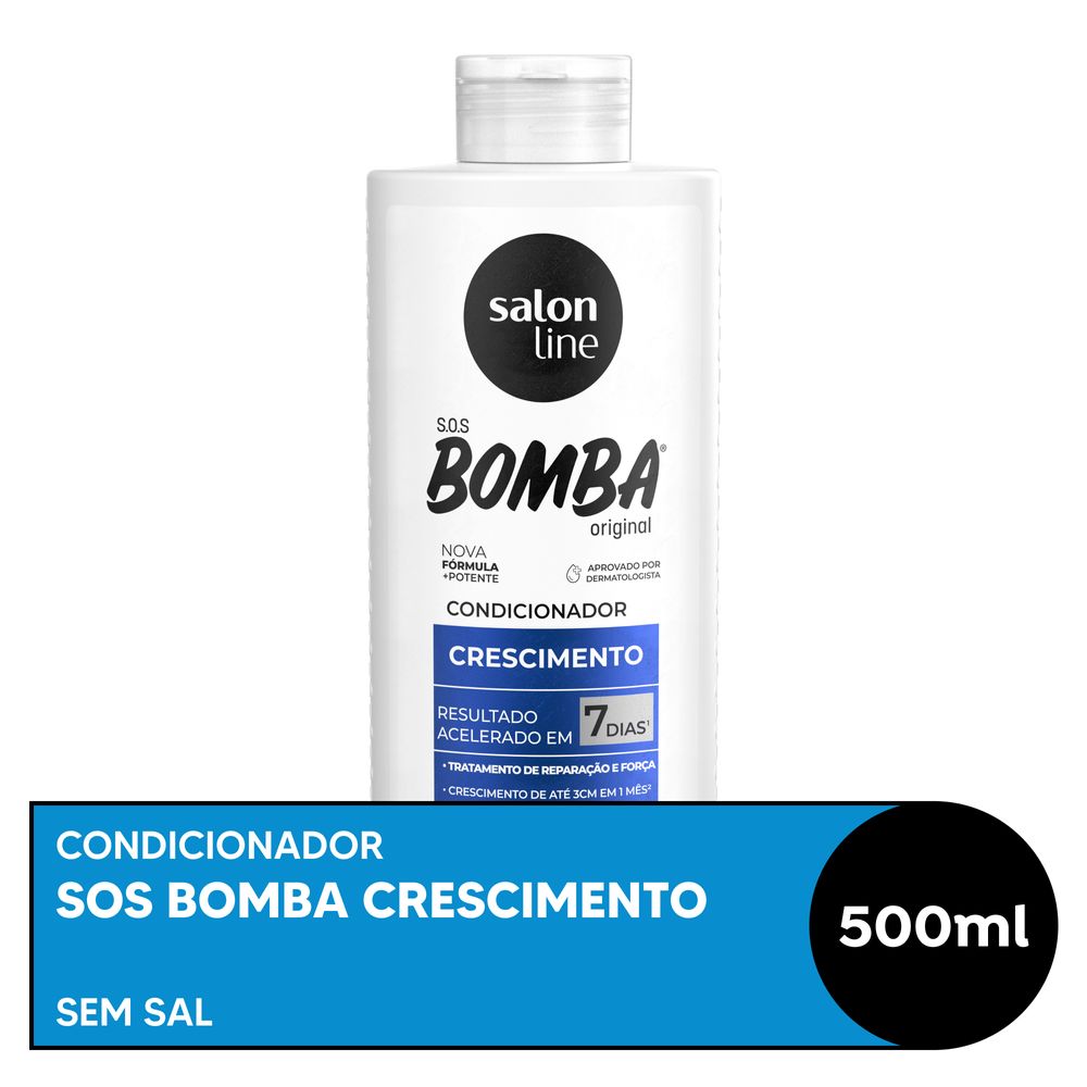 Condicionador Salon Line SOS Bomba Vitaminas 500ml em embalagem branca com detalhes azuis e pretos